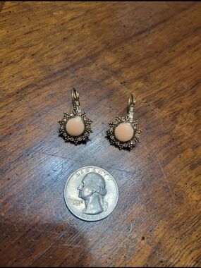 Gold-Tone Peach Sunburst Drop Earrings